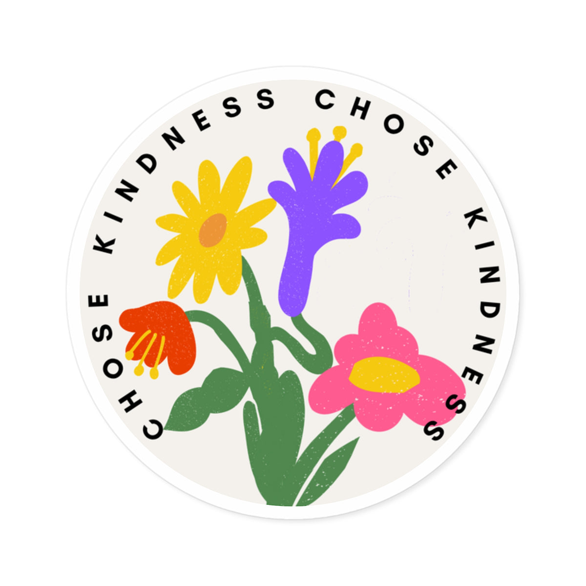 Choose Kindness Floral Round Sticker — Indoor/Outdoor Vinyl